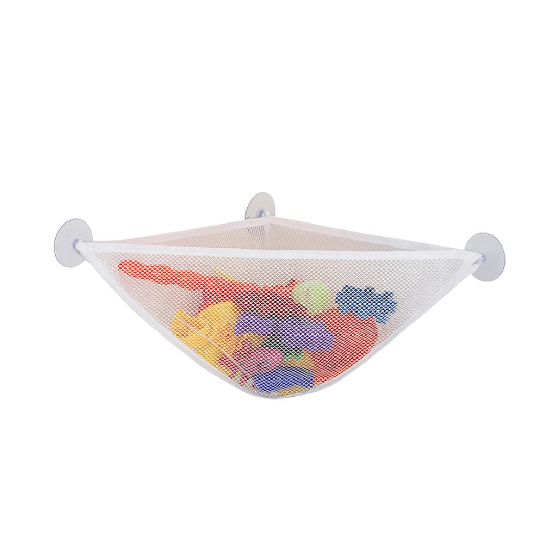 Bath Toy Organizer with Strong Suction Cups Bathtub Toys Holder Storage Net Corner Bag for Baby Boys and Girls White 1PC.