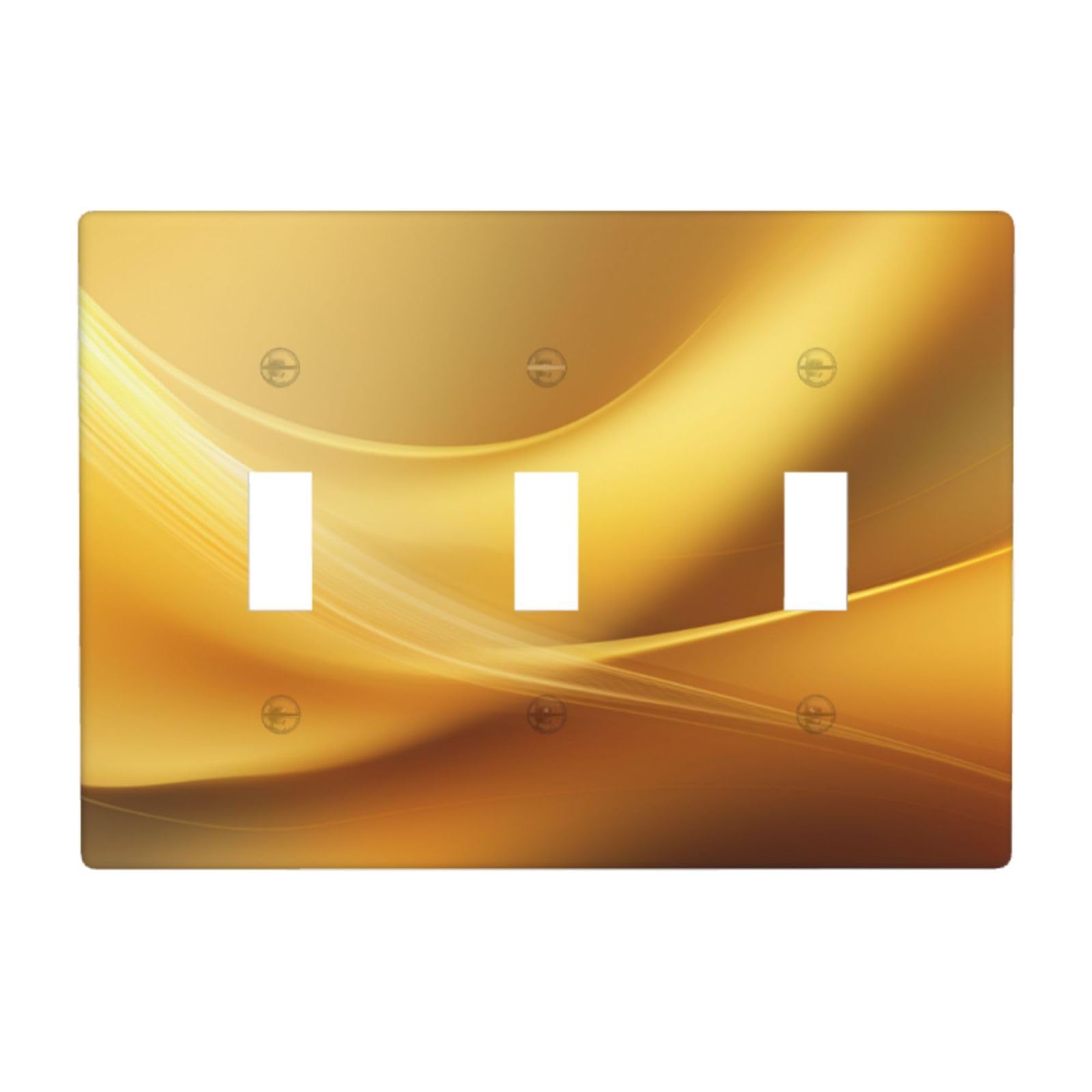 Woshuwo White Golden Gradient Background Light Switch Covers 3 Gang Triple Toggle Wall Plate Switchplate Electrical Faceplate For Bathroom Kitchen Bedroom Decor