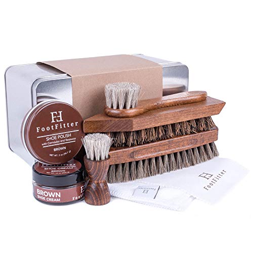FootFitter Complete Shoe Cleaning, Polishing, and Shining Set- Brown