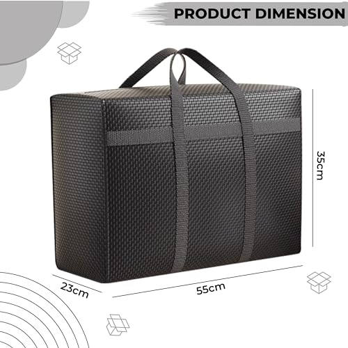 Image of Kraptick Storage Bag for Clothes, Cloth Organiser for Storage, Under Bed Storage Bag, Wardrobe Bags for Clothes Storage, Organiser for Cloth (Black) (55cmX23cmX35cm) Waterproof (DMFP639)