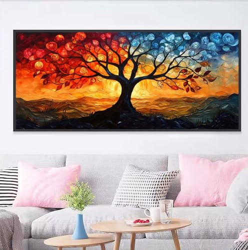 5D Diamond Painting Árbol de la vida Diamond Painting Kit Completo Niños, Pintura Diamante Paisaje Cuadros de Diamantes, DIY Punto de Cruz Cuadro Diamantes Manualidades Adultos 70 x 140 cm C-3118