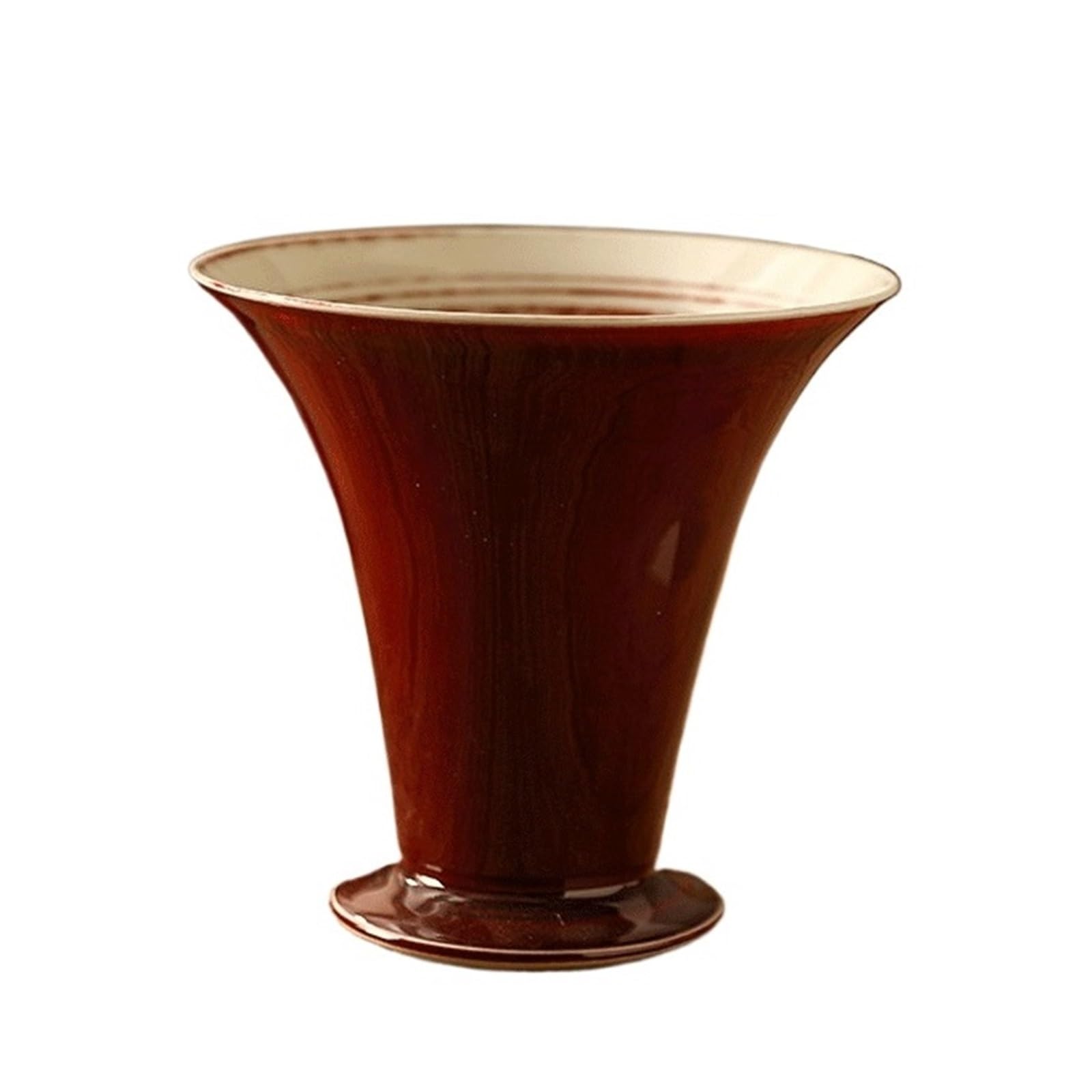 Z4T8M2K6G5 Indoor Plant Pots Ceramic Flower Pot: Festive Red, Pedestal Design, Glaze, Wide Opening, Trumpet Shape Garden Planters