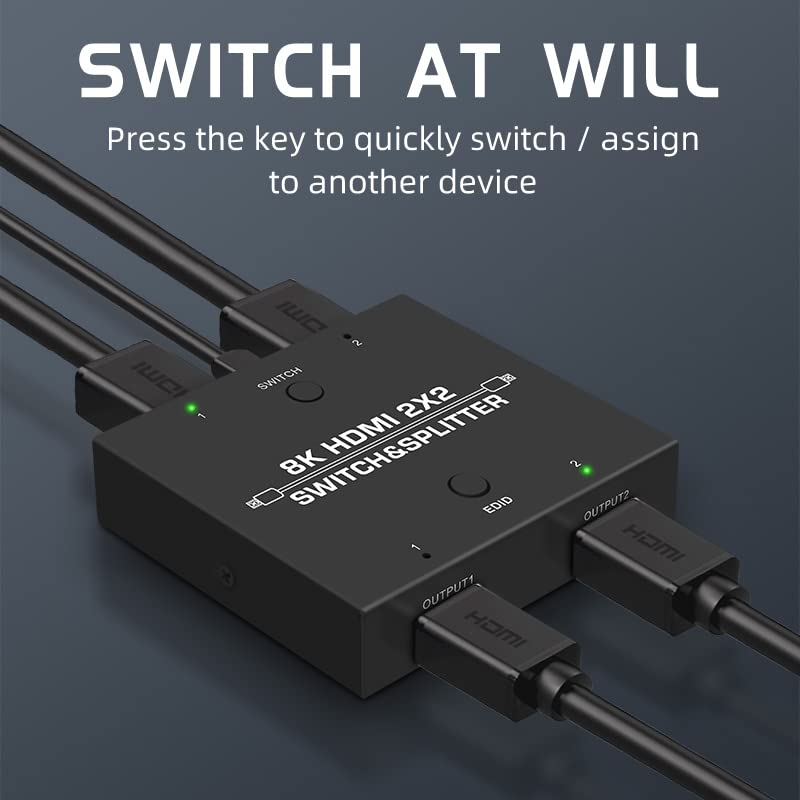 8K HDMI 2x1 Switcher スイッチャー CableDeconn HDMI 2.1 切替器 8K@60Hz 4K@120Hz