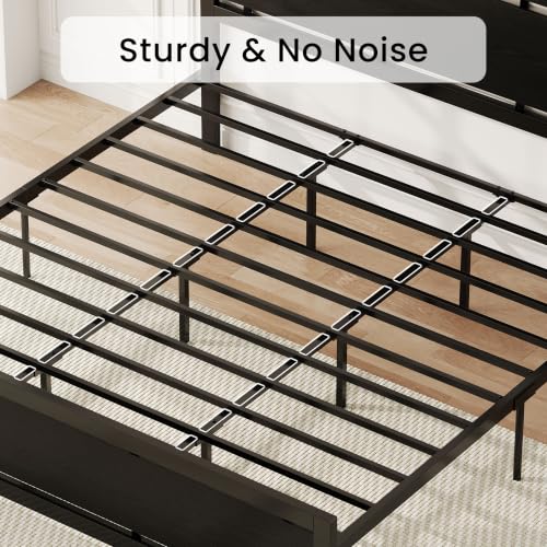 Image of LIKIMIO California King Bed Frame with Headboard and Footboard, Metal Strong Supports, Easy Assembly, Noise-Free, No Box Spring Needed, Black