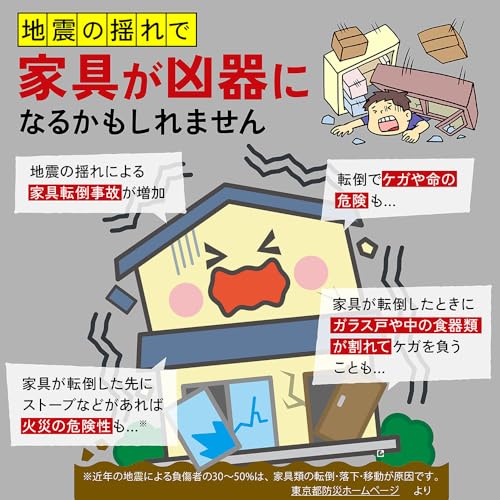 オムニ 家具転倒防止 耐震突っ張りポール 家具倒さん棒 2本組 Mサイズ OMAM-6571 の商品画像 2