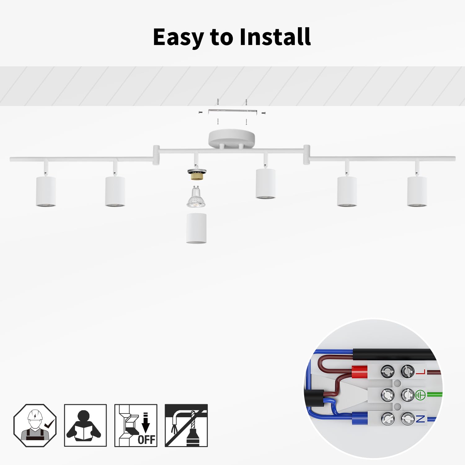 LVWIT LED Deckenstrahler 6 Flammig Weiß Schwenkbar GU10 Deckenlampe Modern für Küche Wohnzimmer