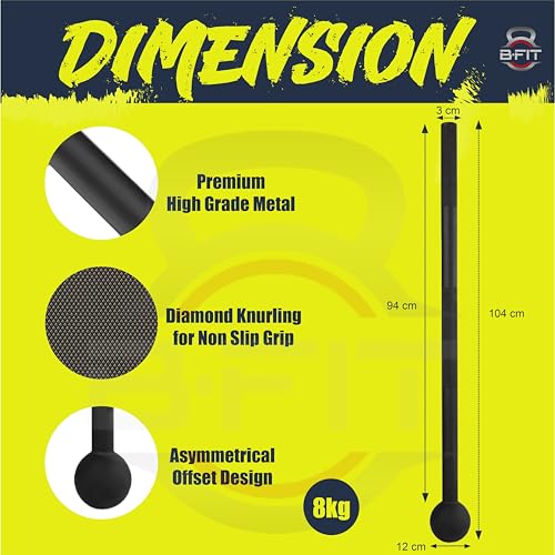 Image of B Fit Steel Sledge Hammer /ClubBells /MaceBell for Strength Training, Support Full Body, Muscles, Shoulder, Grips & Forearms Workouts, Stretching (MacBell, 8 Kg)