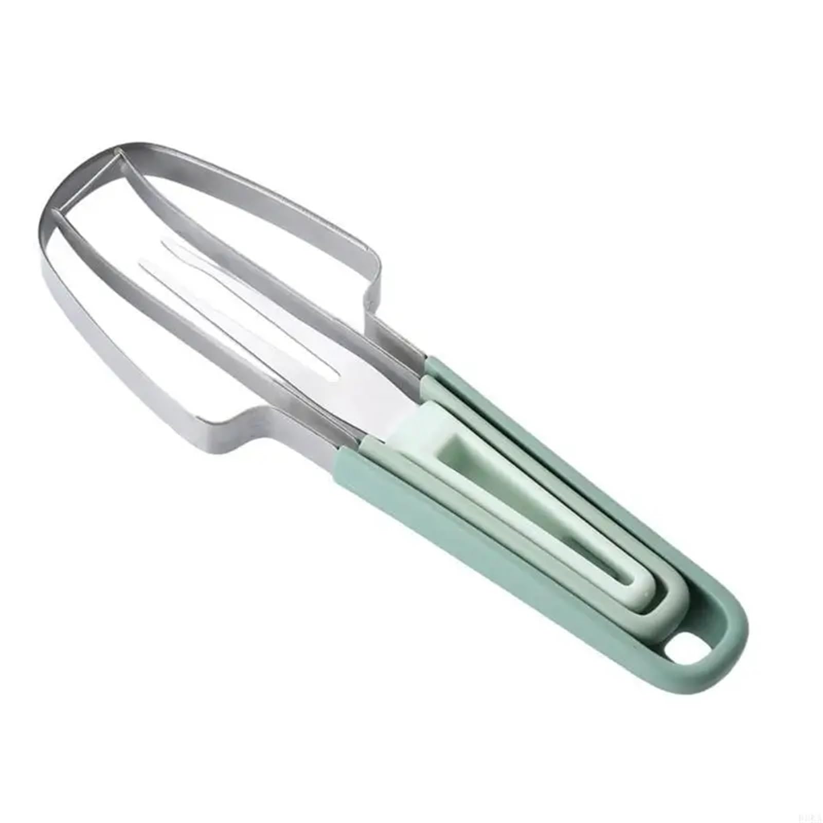Missffcat 3 in 1 Watermelon Cutter Slicer - Portable Melon and Fruit Slicer with Fork and Spatula for Easy Fruit Preparation(Green)