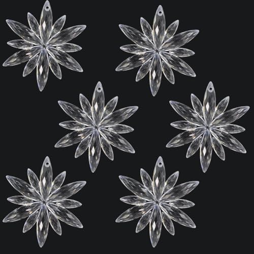 6 Pcs Acrylic Snowflake Ornaments Transparent Crystal Snowflake Christmas Tree Ornaments Pendant for Christmas Winter Theme Party DIY Decoration 2.5Inches