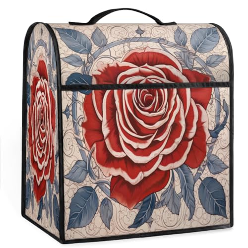 Coffee Maker Cover Rose Flower Kitchen Appliance Covers Small Appliance Covers Blender Cover Juicer Cover Dust Covers for Kitchen Appliances with Top Handle and Pockets,Washable,C572