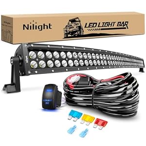 Nilight 42Inch 240W Curved Led Light Bar Spot Flood Combo Led Off Road Lights and 14AWG 5Pin Rocker Switch Wiring Harness Kit for Truck ATV UTV SUV Boat Jeep Lamp,2 Years Warranty