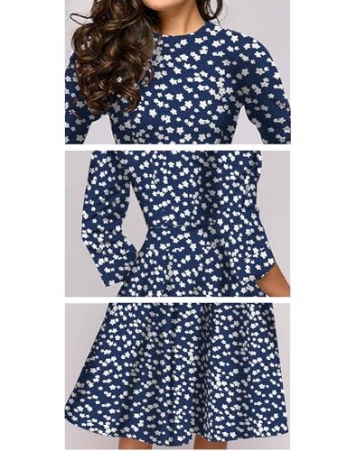 Image of Simple Flavor Women's Floral Vintage Dress Elegant Midi Evening Dress 3 /4 Sleeves