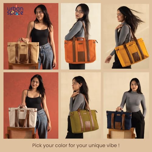 Image of Urban Space Women Tote Bag with Laptop compartment, Handbag for Work, Ladies purse, Stylish Shoulder Bag, Laptop ipad Tote Bags For Office Use, Gift for Women