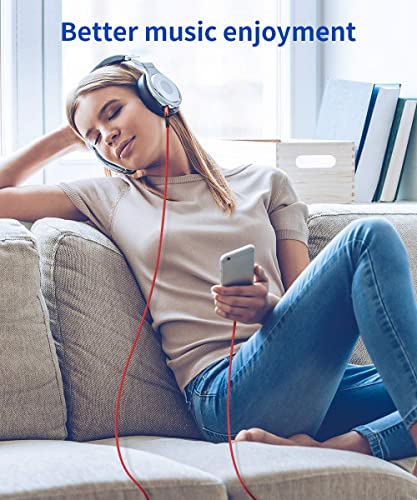 Image of JSAUX Lightning to 3.5mm iPhone AUX Cord Headphones Jack Compatible with iPhone 14 /14 Plus /14Pro /13 /13 Pro Max /12 /12 Pro /11 /X /XS /XR /8 /Car Stereo, 6FT, [Apple MFi Certified] -Red
