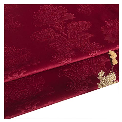 NIANTONG Tissu de Velours Gaufré Tissu D'ameublement au Mètre 140cm Large Style Vintage pour Décoration Intérieure, Artisanat de Couture, Housse de Canapé, Rideau(Color:Rouge)