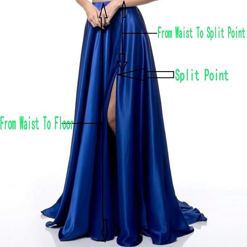 Miniatura 2 de Diydress - Faldas de raso divididas para mujer, longitud al suelo, cintura alta, formales para fiesta de graduación con cierre de cremallera, -, 26