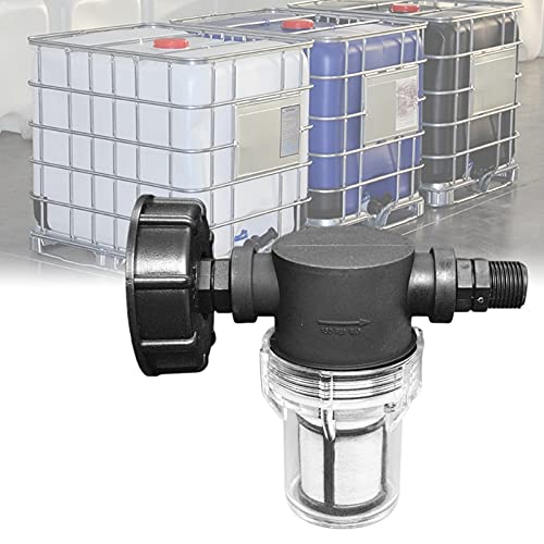 Rubinetto Raccordo Serbatoio 1000 L, Articolazione del Tubo da Giardino per Collettori di Acqua Pioggia con Funzione Filtro,S60x6 Adattatore Serbatoio Acqua IBC (1/2'' Filo esterno)