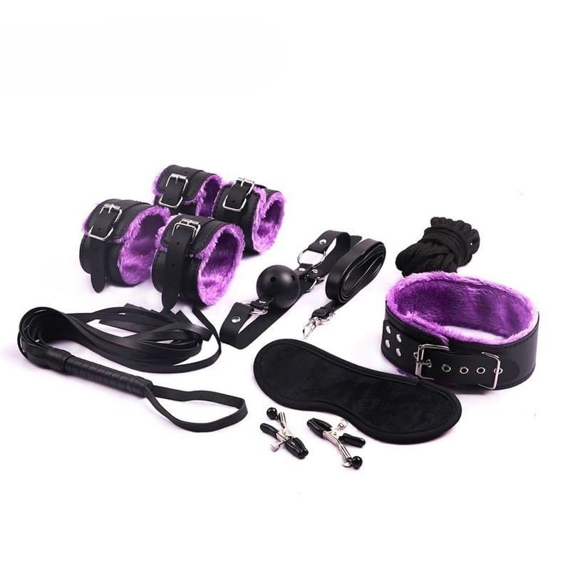 ZeeKoug 8 Piezas de Cuero púrpura Casual Conjunto Yoga práctica Accesorios de Equipo, Juguetes de Alivio del estrés, Deportes de Entrenamiento de la Banda de tensión Accesorios