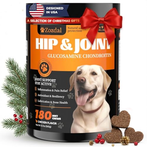 Zozdal Joint Supplement for Dogs 180 Count, Glucosamine Chondroitin, Glucosamine for Dogs, Dog Hip and Joint Supplement with Chondroitin - MSM - Turmeric, Chicken Flavor, Pain Relief, Joint Health