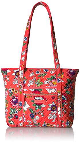 Vera Bradley Women's Cotton Small Vera Tote Bag, Coral Floral, One Size