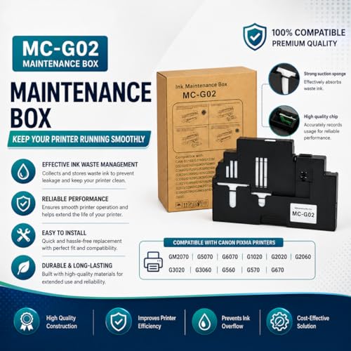 Image of MY PRINT MC G02 Maintenance Cartridge Tank Waste Ink Collection Box Replacement for PIXMA GM2070 /G5070 /G6070 /G1020 /G3060 /G560 /G570 Printers (MC G02 Cartridge for Canan)