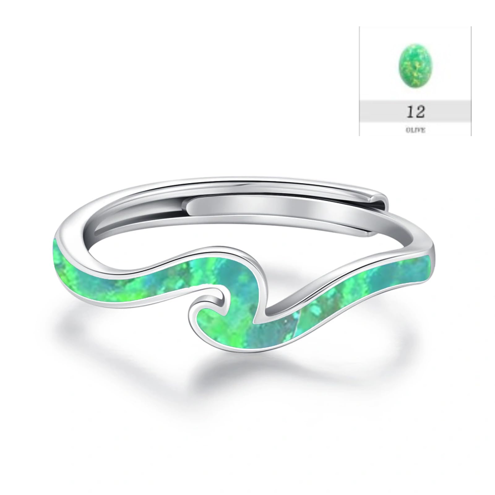 TRISHULA Damenringe 925 Sterlingsilber Verstellbarer Opal Ring mit Opal und Wellen Design Ozean Schmuck Geschenk für Damen und Herren Naturliebhaber