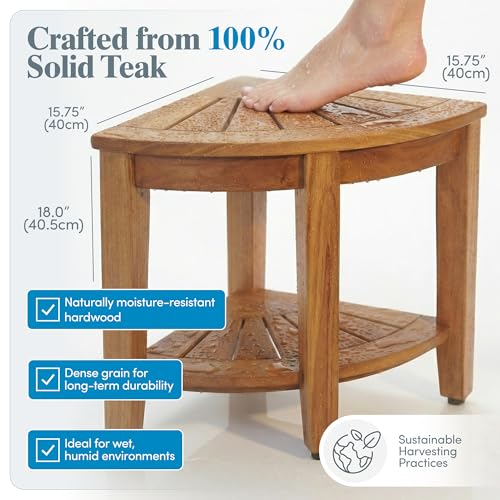 Image of AquaTeak Kai Corner 15.5 inch Teak Shower Bench