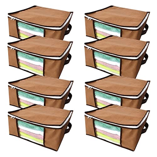 kit 8 Caixa organizadora multiuso de guarda roupa flexível (Bege) 45x45x20cm Organizalux