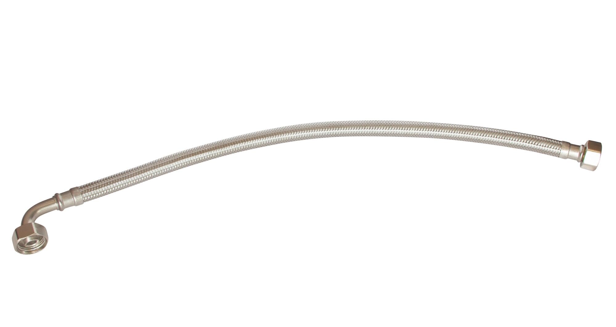 SOMATHERM FOR YOU, Flexible sanitaire 1/​2" coudé, longueur 1000mm, DN10, acier inox, EPDM, écrou tournant, laiton nickelé, norme ACS, certifié QB, résistant, souple, facile à installer