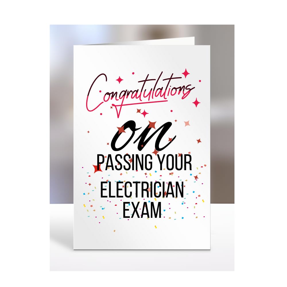 Congratulations on passing your ELECTRICIAN EXAM Card, Gifts for Men or Women, Presents for Christmas, Greetings Card, Him, Her, Female, Male, A5-115_38 — image 1