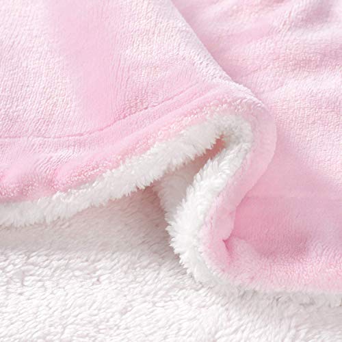 Image of VAS COLLECTIONS Flannel Sherpa Baby Blanket | 2-Layer Soft & Fluffy AC Blanket | 250 GSM, 800 g Lightweight All-Season Wrapping Sheet for Newborns (Baby Pink, 130 x 105 cm, 3-24 Months)