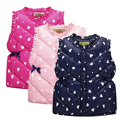 Yilaku Girls' Lightweight Puffer Down Vest Jacket Autumn Kids Coats Bow Printing Warm Winter Clothes Outwear #TOP5
