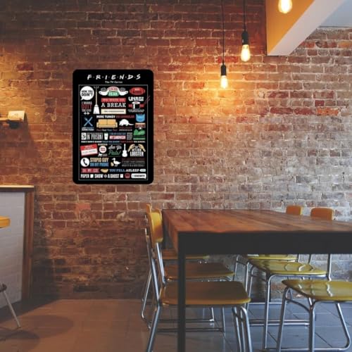Image of Zesta Bathroom Decor Items Washroom Decor Tin Sign | Aesthetic Posters Wall Poster for Bedroom | Magnetic Cafe Decoration Items / Restaurant Decorations Items | Quirky Home Decor Bar Accent (Friends (3))