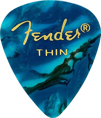 Image of Fender Premium Celluloid Guitar Picks 351 Shape, Ocean Turquoise, Thin, 12-Pack