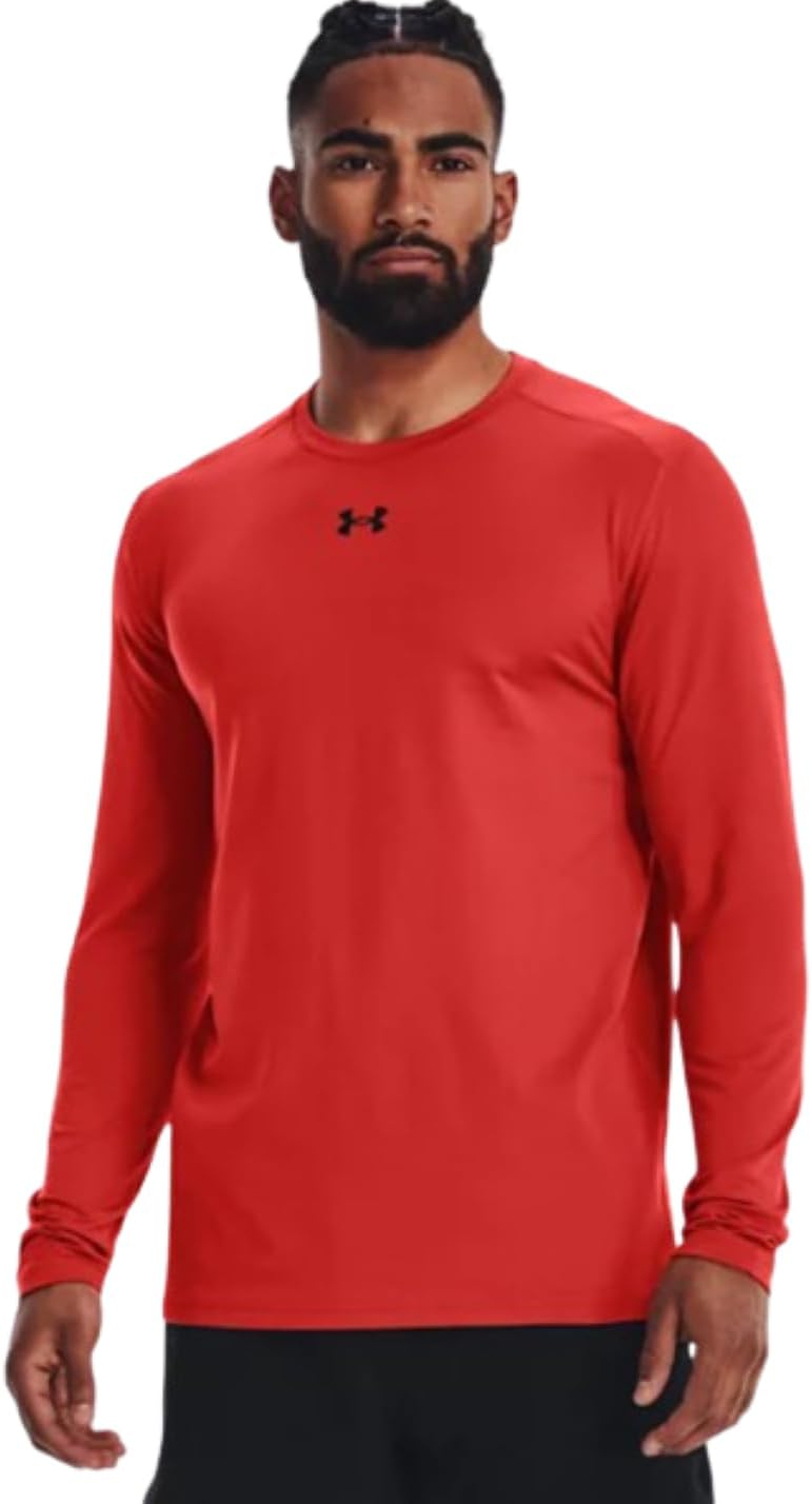 Under Armour Men's ColdGear Fitted Crew Long Sleeve T-Shirt (as1, Alpha, l, Regular, Regular, Radiant Red/Black)