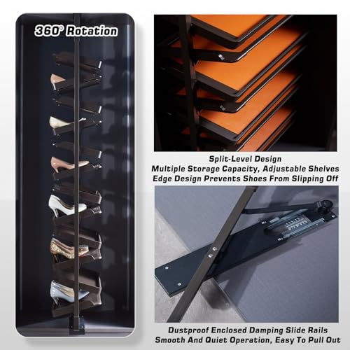 Schuhregal, drehbar, ausziehbar, mehrschichtig, höhenverstellbar, platzsparender Aufbewahrungs-Organizer für Zuhause, ideal für Schuhe und Stiefel