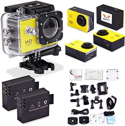 SAVFY® SJ4000 Fotocamera per Sport/ Videocamera Sportiva 1080P con LCD Schermo di 1,5 Indici 12MP, 170 Gradi Ampio Angolo+ Full HD Obiettivo Grandangolare X4 Zoom, Sott'acqua 30m, Waterproof Videocamera, Sports & Action Camera impermeabile ed accessoristica varia, Giallo