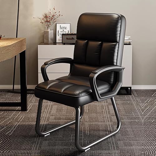 Chaise de bureau en cuir confortable siège de conférence fixe gris moderne