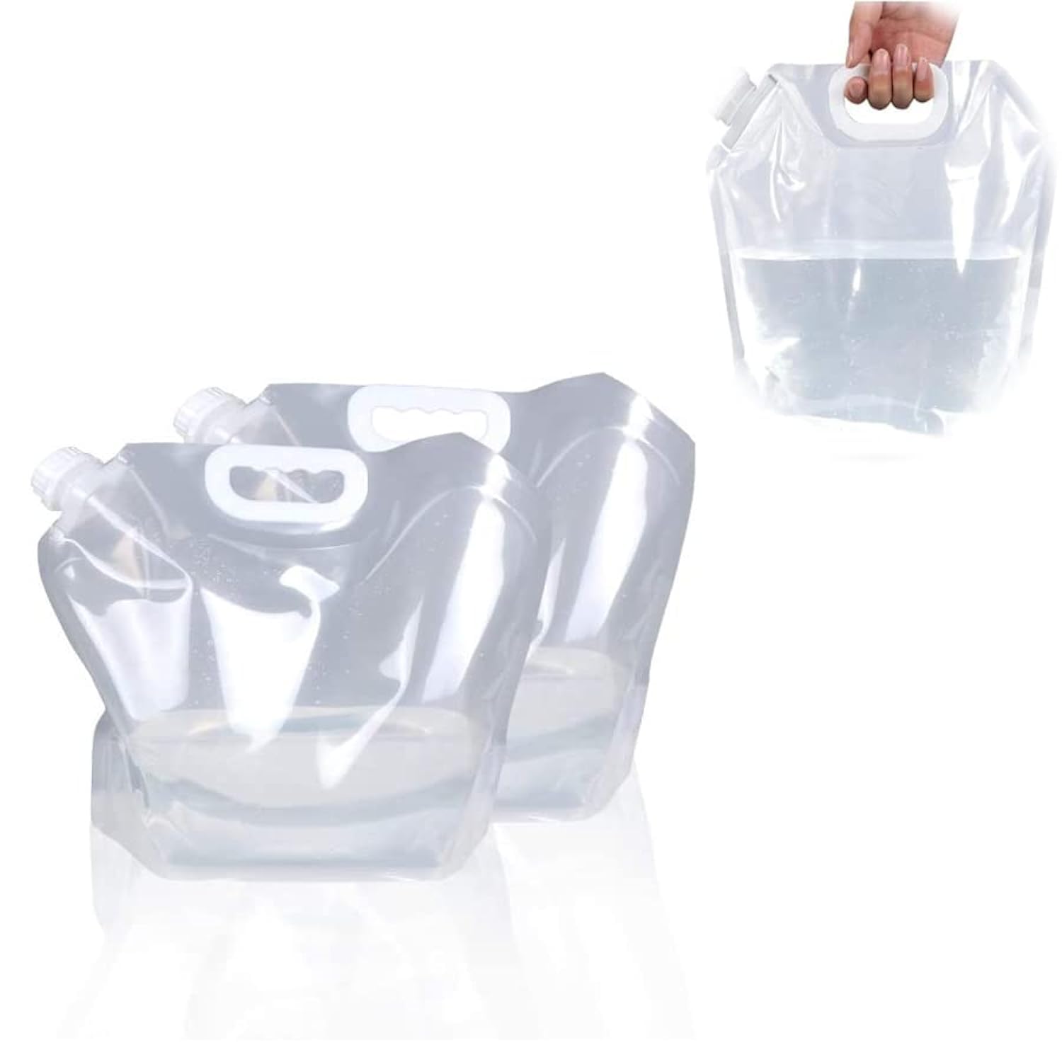 SYOSI Camping Collapsible Water Bag, 1.3 Gallon Emergency Water Jug Container Bag, Food Grade Clear Plastic Storage Jug for Sport Camping Riding Mountaineer, Hiking, Emergency Water Storage (2Pcs)