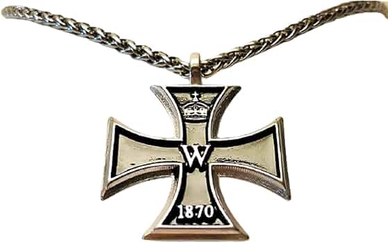 The Iron Cross Statement Necklace in Antique Silver) : Amazon.co