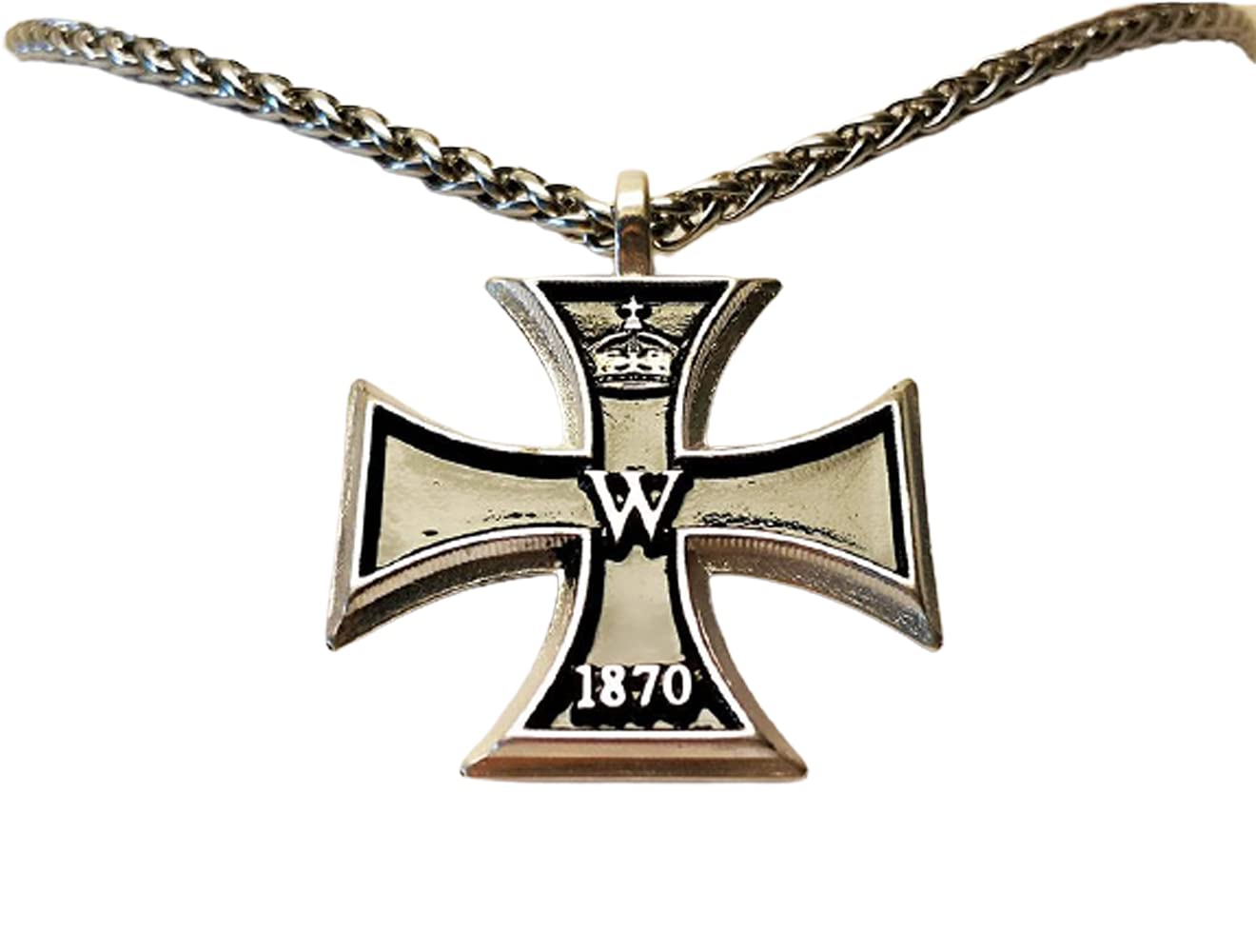 Germanenschmuck Żelazny krzyż (zawieszka do łańcuszka w kolorze starego srebra) | oryginalna replika żelaznego krzyża uszlachetniony starym srebrem 925