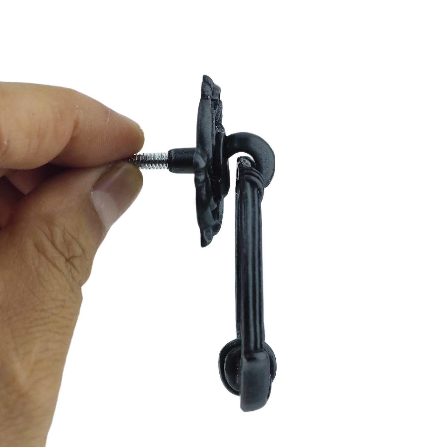 Paquete de 10 tiradores de cajón de aspecto vintage de 2.2 pulgadas de diámetro, manijas de anillo de una sola gota para gabinetes de bar, baño, aparador (10, 2 pulgadas, negro antiguo)