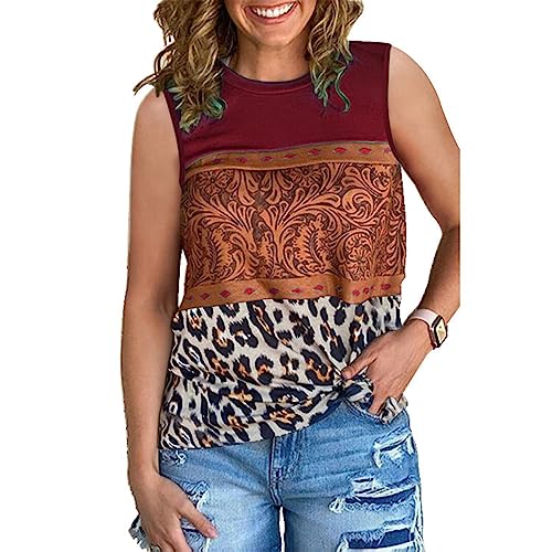 Blusa de manga corta para mujer, estilo étnico occidental, informal, cuello de pico, blusa, estampado floral, manga corta, camisas cómodas, camisetas de verano, leopardo, bloque de color, camiseta