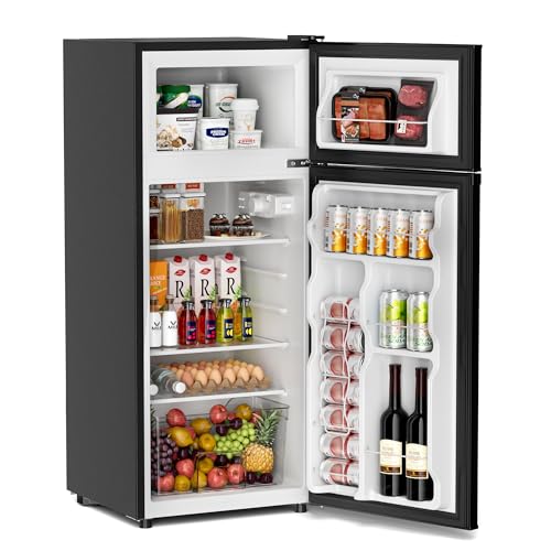Image of Manastin 4.4 Cu.Ft Mini Fridge with Freezer, 2-Door Small Refrigerator with 7-Level Adjustable Thermostat, Quiet Compact Fridge for Bedroom, Apartment, Dorm, Office 1-piece