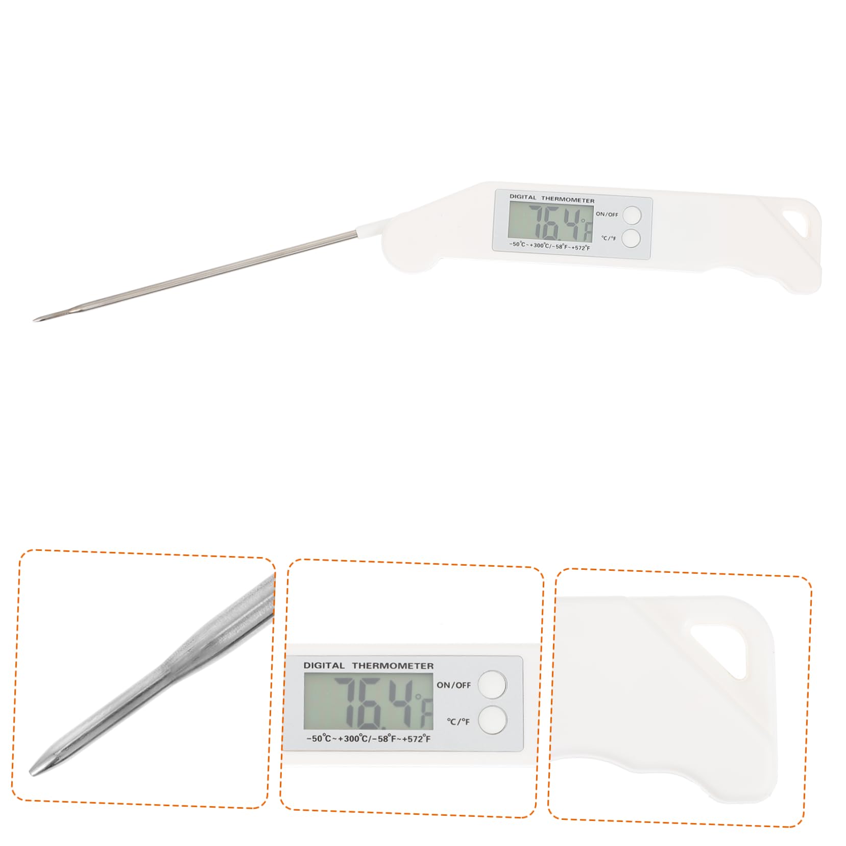 OUNONA 3piezas Termómetro Digital De Cocina Para Barbacoa y Alimentos Lectura Instantánea Para Carnes Aceites y Bebidas De Inoxidable Pantalla Clara