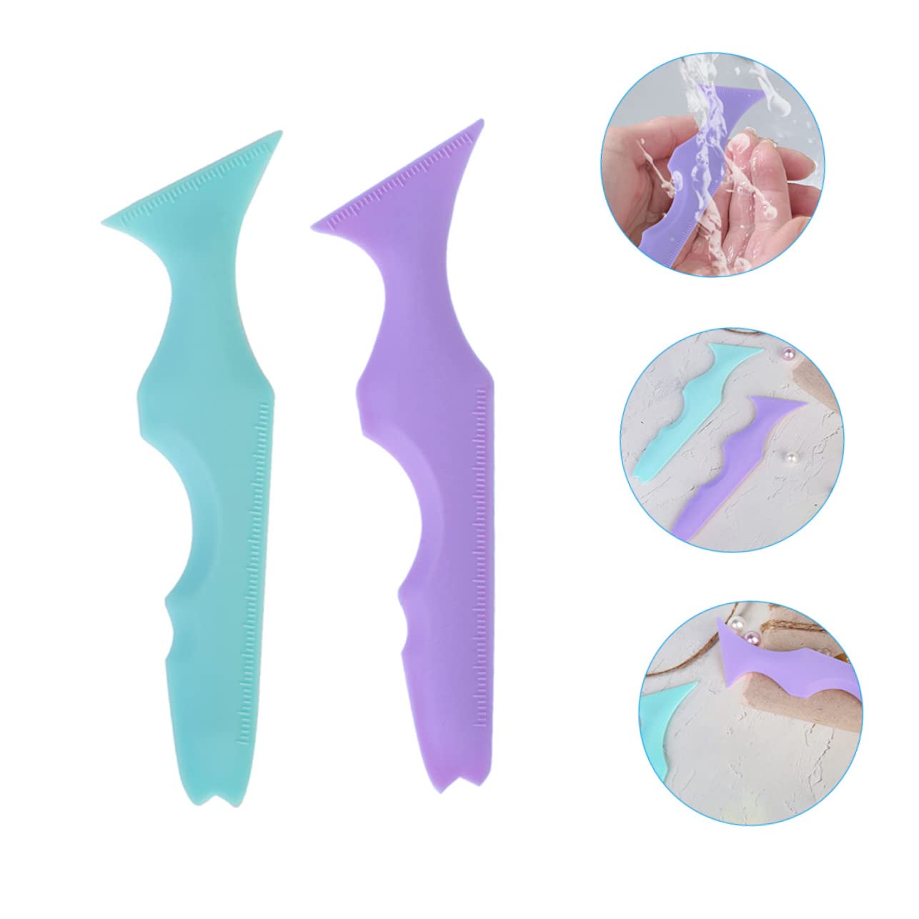 FRCOLOR 6pezzi Stencil Per Eyeliner e Mascara in Silicone Strumento Multifunzionale Per Make up Applicatore Per Portatile e Colori Blu