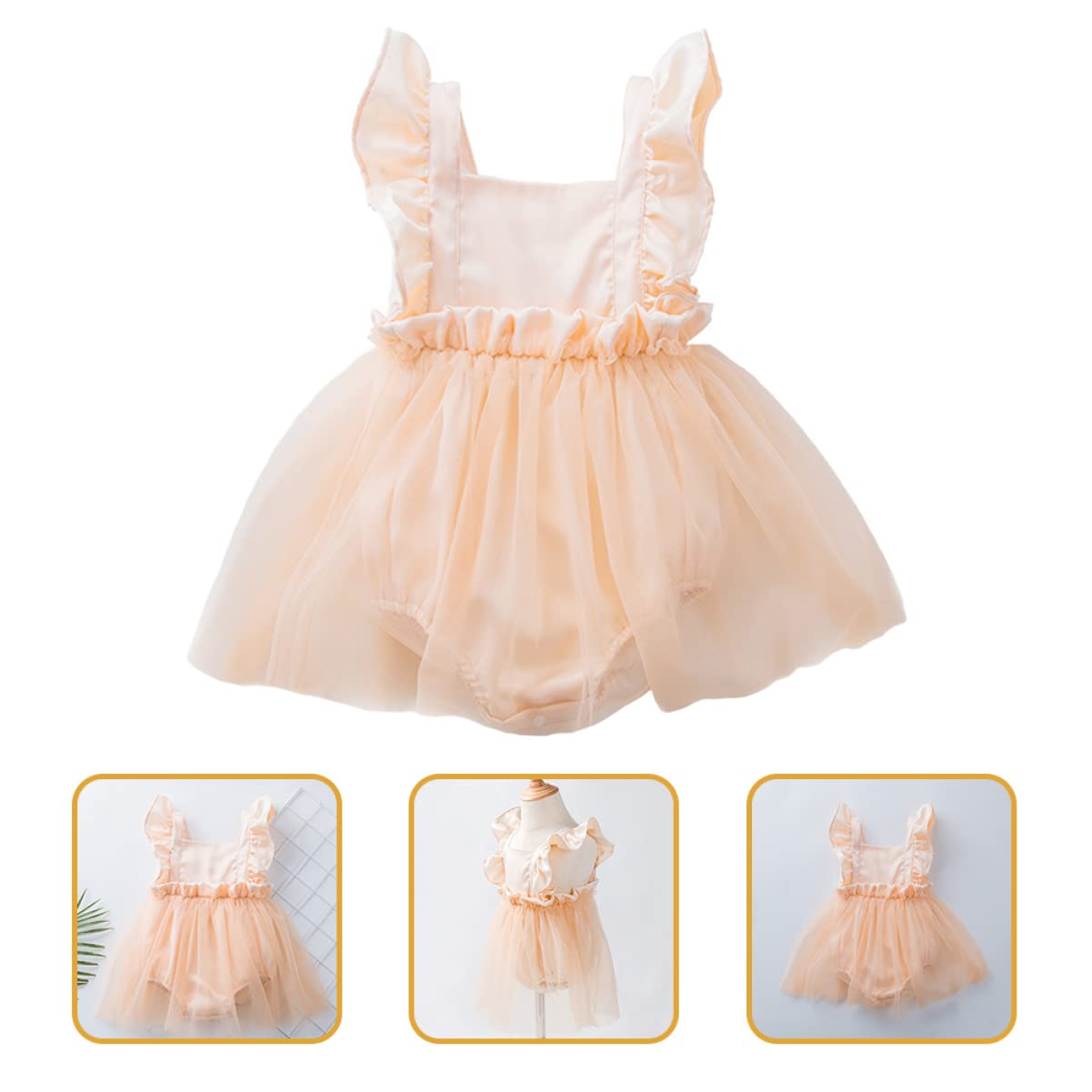 ibasenice 3 Uds Vestido Mameluco Con Manga Voladora Ropa Para Bebé Niña Ropa Para Niñas Pequeñas Vestidos Tutú Para Niñas Trajes De Fotografía Para Recién Nacidos Niña Blanca Versión