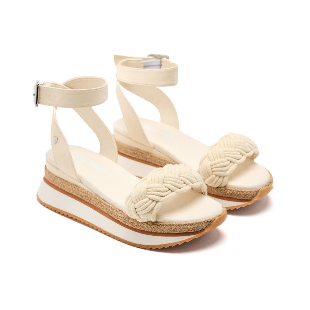 GIOSEPPO Hampstead Raffia Platform Braided Sandals, natural, 4 UK