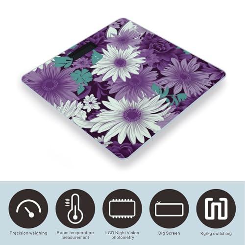 Báscula Digital Smart Floral Blanca Púrpura 180kg miniatura 3