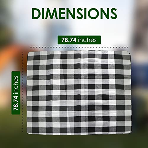 TRENNDY Camping Rug Picnic Mat Acrylic Fabric 79 X 79 Inch Outdoor Rugs for Camping, Picnic, Outdoor Party, Patio, RV, Deck, Beach, Trailer, Big Floor Mat and Rug (Checkered Black, White, and Grey) - Image 2